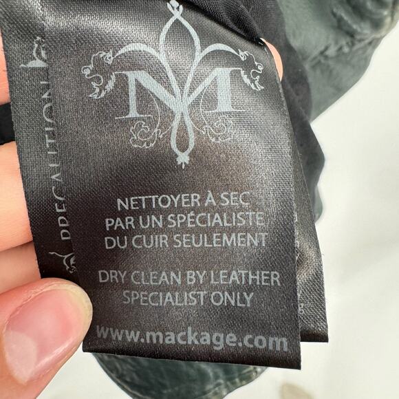 Mackage Leather Jacket Moto Black Pebble Cropped Genuine Sleevs Biker Lamb XS - Picture 13 of 13